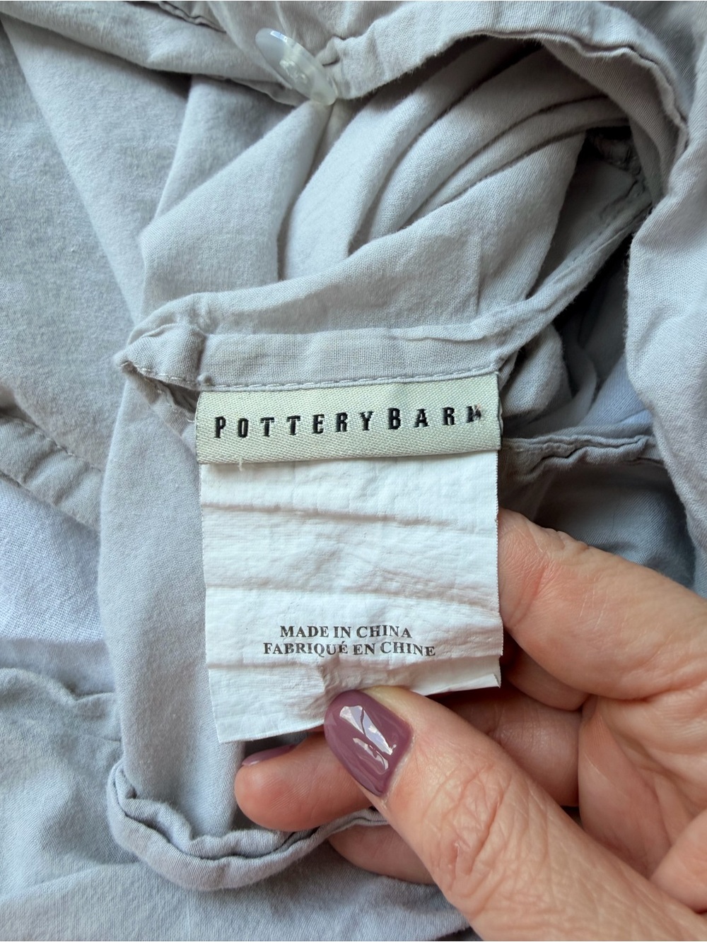 Pottery Barn Light Gray Duvet Cover
